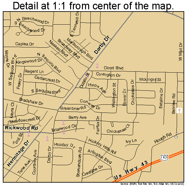 Florence, Alabama road map detail