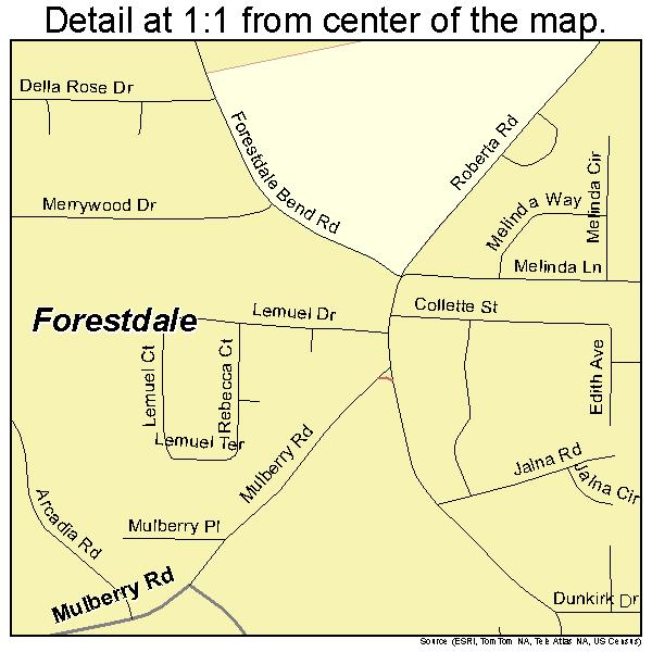 Forestdale, Alabama road map detail