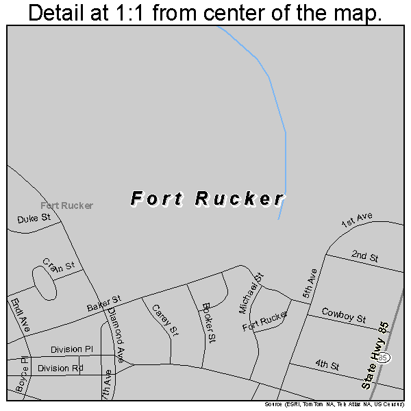 Fort Rucker, Alabama road map detail