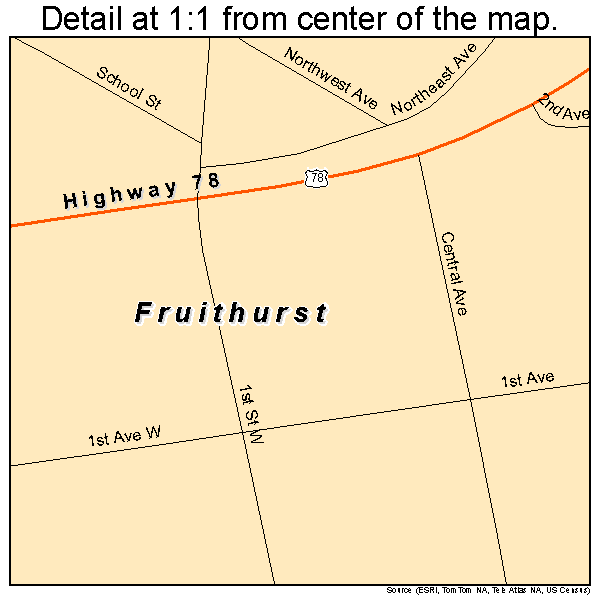 Fruithurst, Alabama road map detail