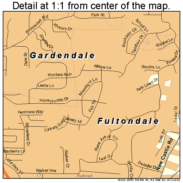Fultondale, Alabama road map detail