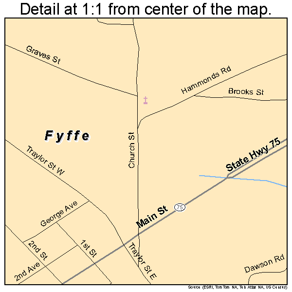 Fyffe, Alabama road map detail
