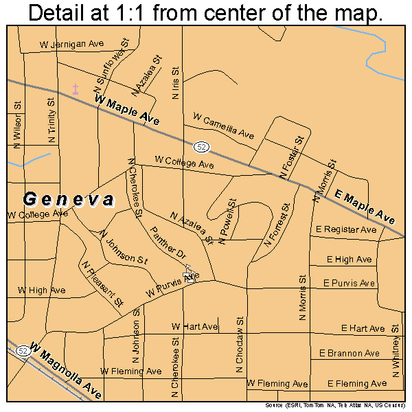 Geneva, Alabama road map detail