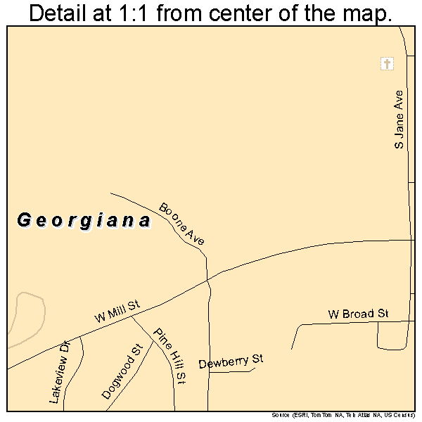 Georgiana, Alabama road map detail