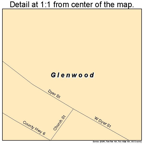 Glenwood, Alabama road map detail