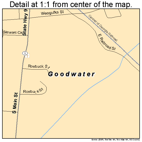 Goodwater, Alabama road map detail