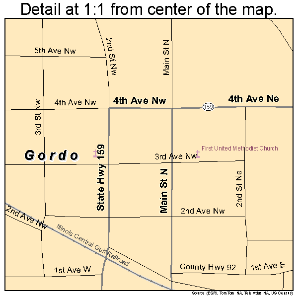 Gordo, Alabama road map detail