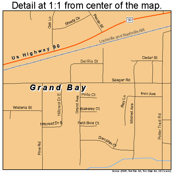 Grand Bay, Alabama road map detail