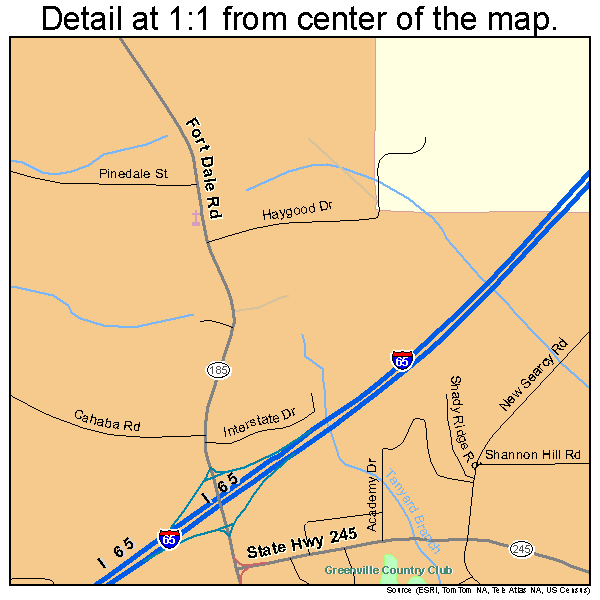 Greenville, Alabama road map detail