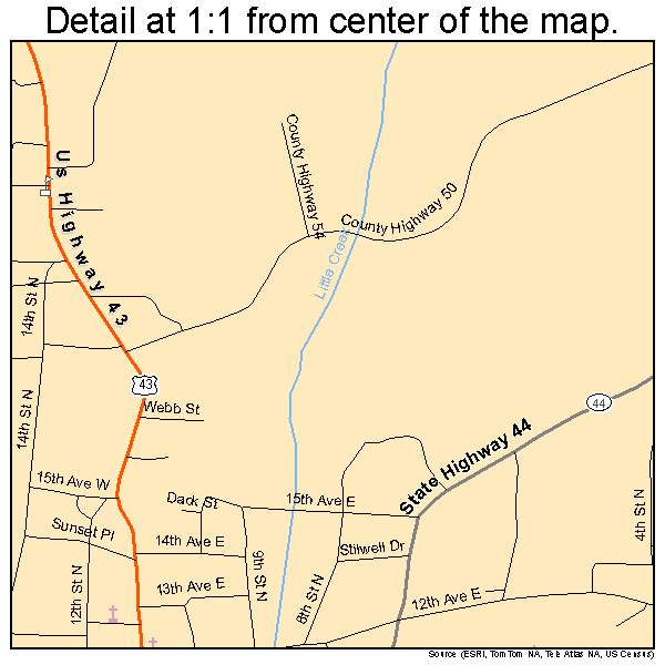 Guin, Alabama road map detail
