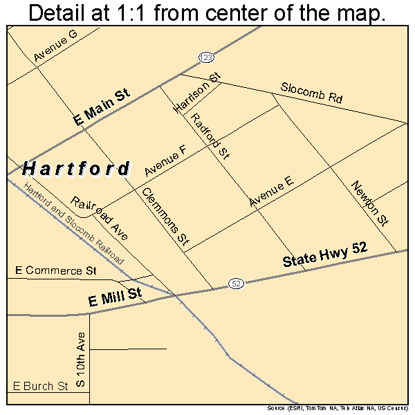 Hartford, Alabama road map detail