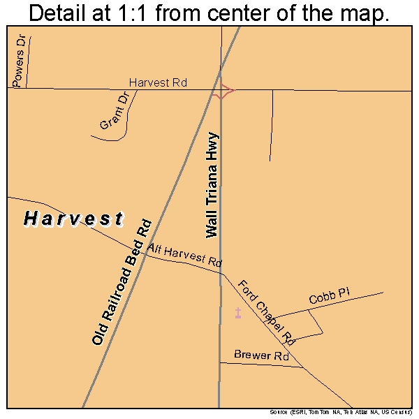 Harvest, Alabama road map detail