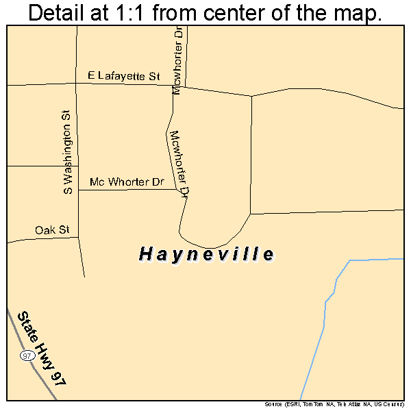 Hayneville, Alabama road map detail