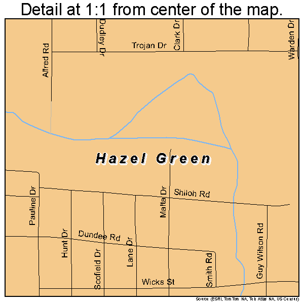 Hazel Green, Alabama road map detail