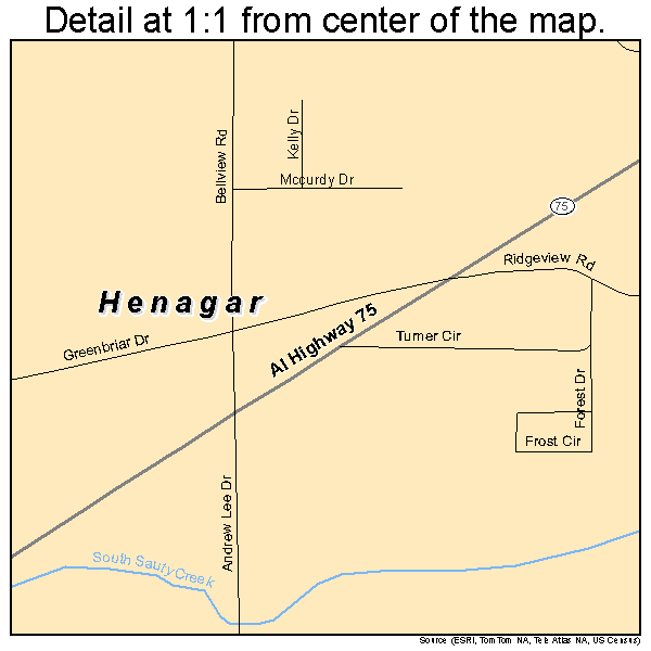 Henagar, Alabama road map detail