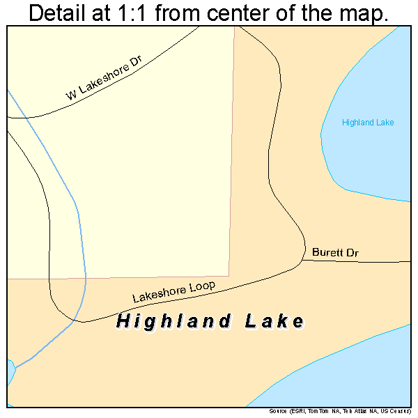 Highland Lake, Alabama road map detail