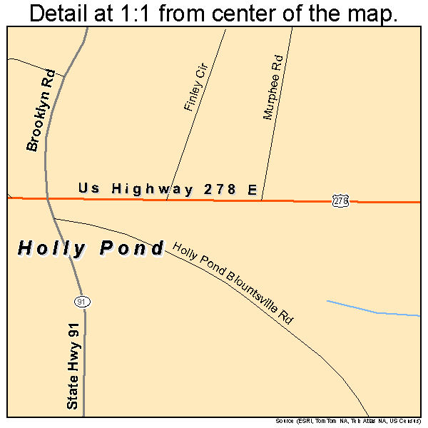 Holly Pond, Alabama road map detail