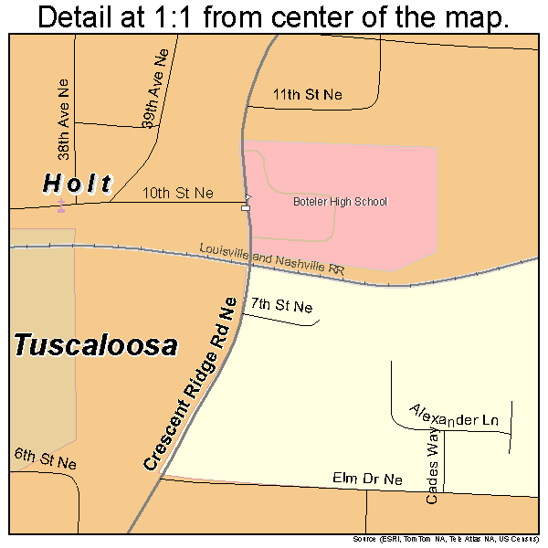 Holt, Alabama road map detail