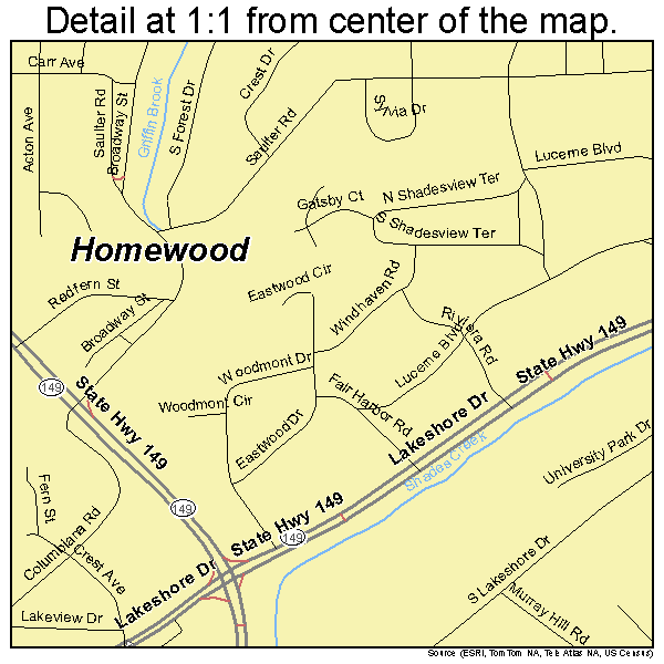 Homewood, Alabama road map detail