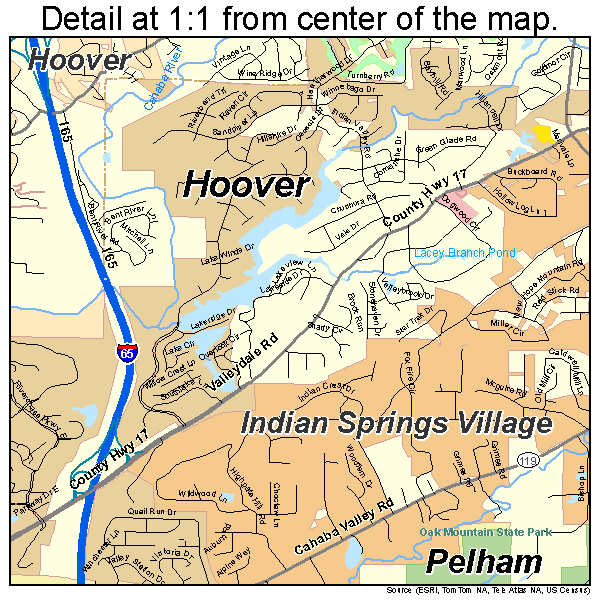 Hoover, Alabama road map detail