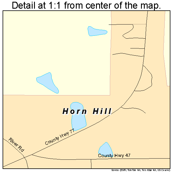 Horn Hill, Alabama road map detail