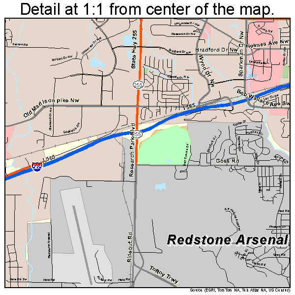 Huntsville, Alabama road map detail