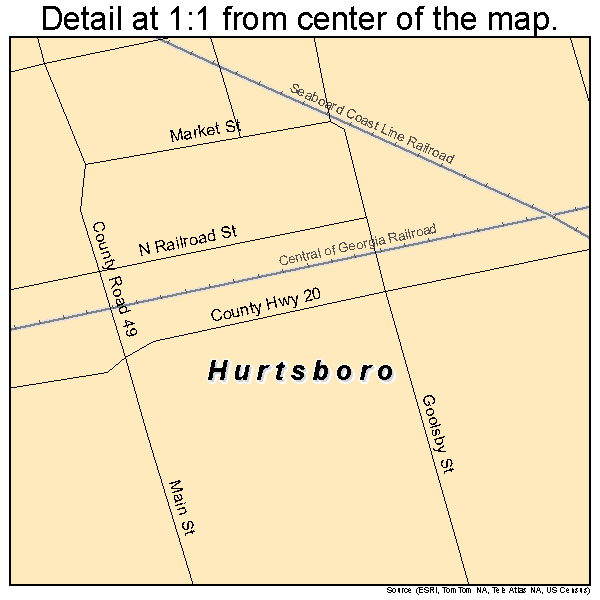 Hurtsboro, Alabama road map detail