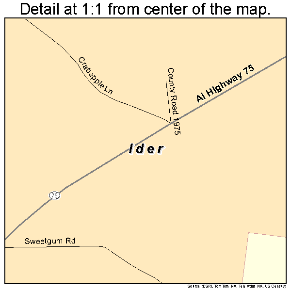 Ider, Alabama road map detail