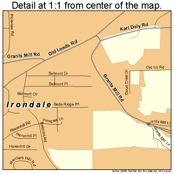 Irondale, Alabama road map detail