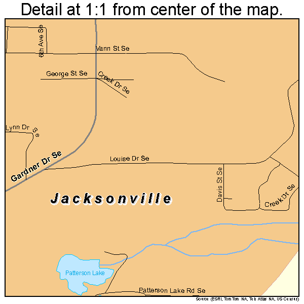 Jacksonville, Alabama road map detail