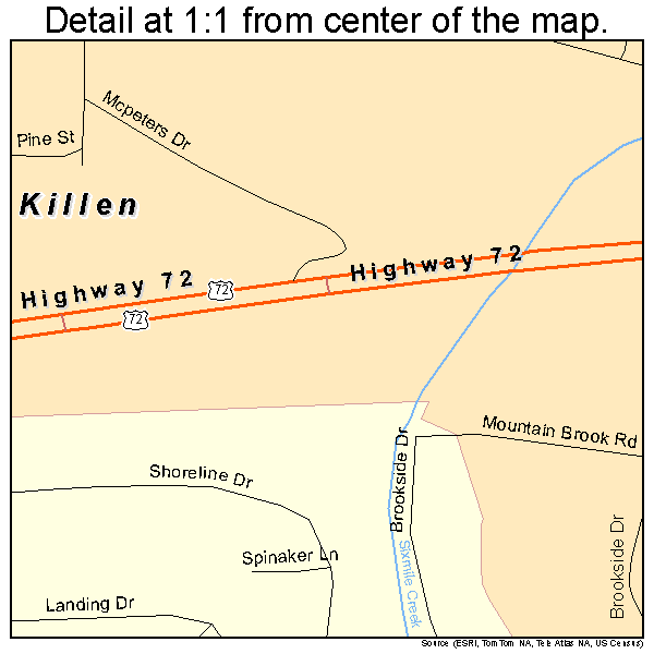 Killen, Alabama road map detail