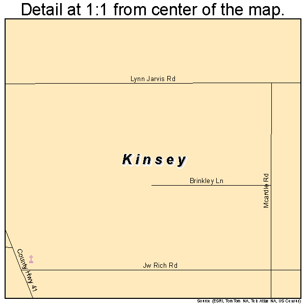 Kinsey, Alabama road map detail