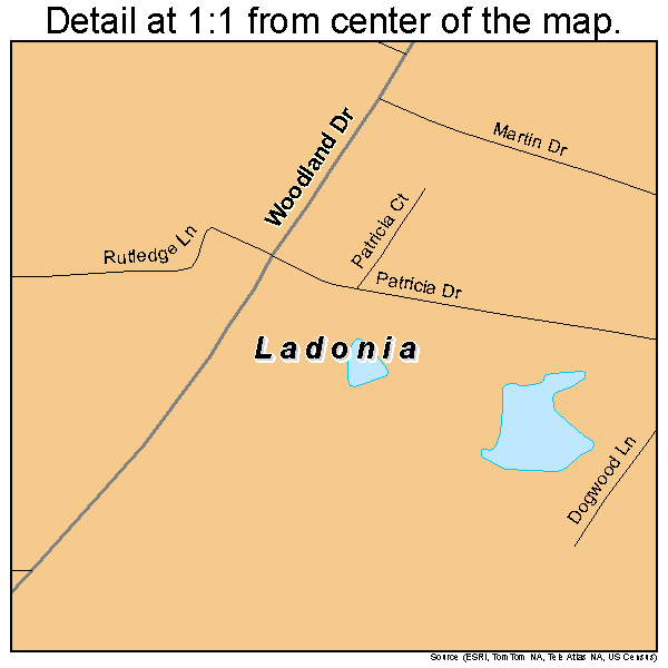 Ladonia, Alabama road map detail