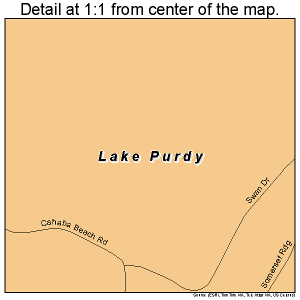 Lake Purdy, Alabama road map detail