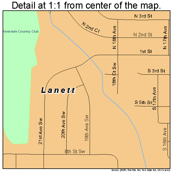 Lanett, Alabama road map detail