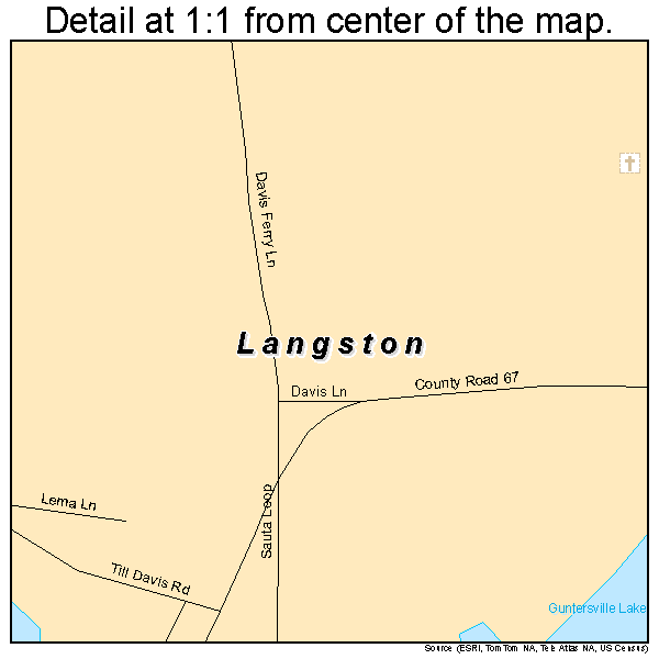 Langston, Alabama road map detail