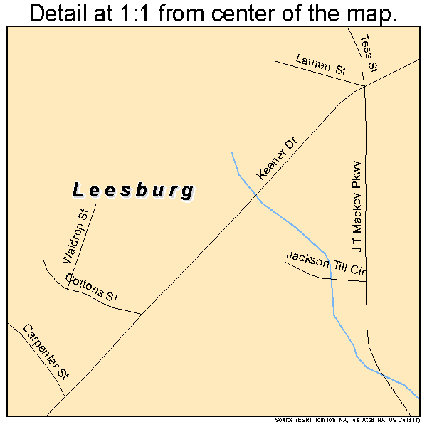 Leesburg, Alabama road map detail