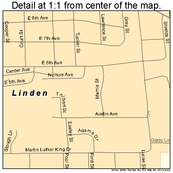 Linden, Alabama road map detail