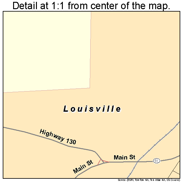 Louisville, Alabama road map detail