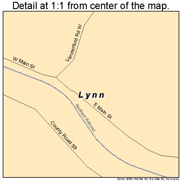 Lynn, Alabama road map detail