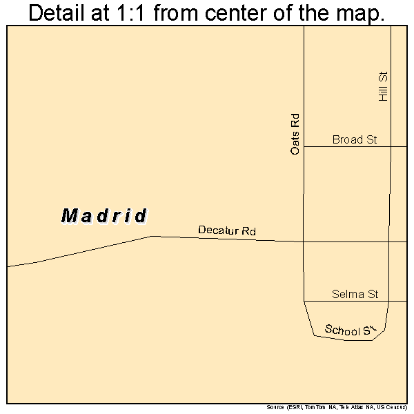 Madrid, Alabama road map detail