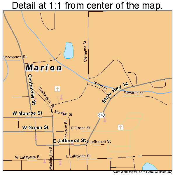 Marion, Alabama road map detail