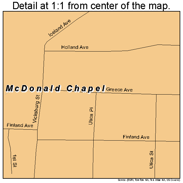 McDonald Chapel, Alabama road map detail