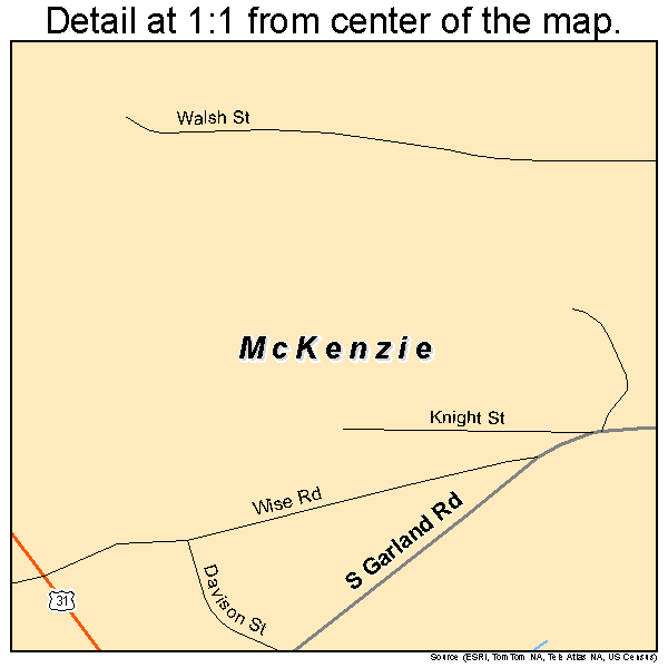 McKenzie, Alabama road map detail