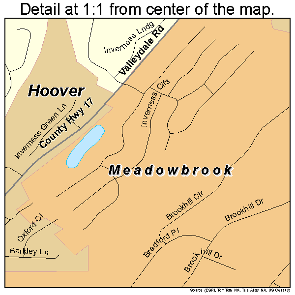 Meadowbrook, Alabama road map detail