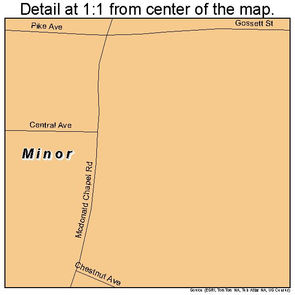 Minor, Alabama road map detail