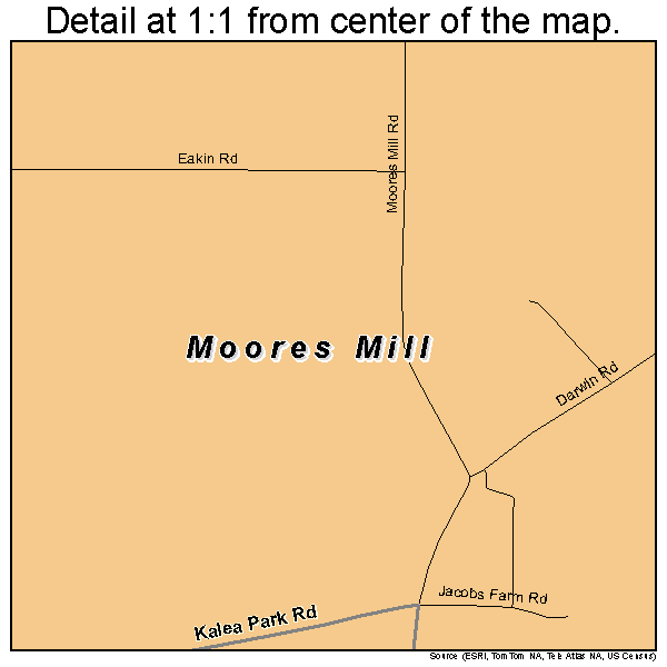 Moores Mill, Alabama road map detail