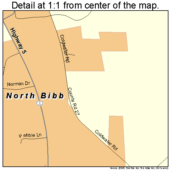 North Bibb, Alabama road map detail