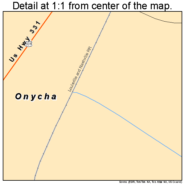 Onycha, Alabama road map detail