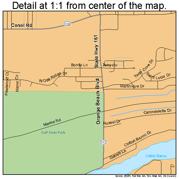 Orange Beach, Alabama road map detail